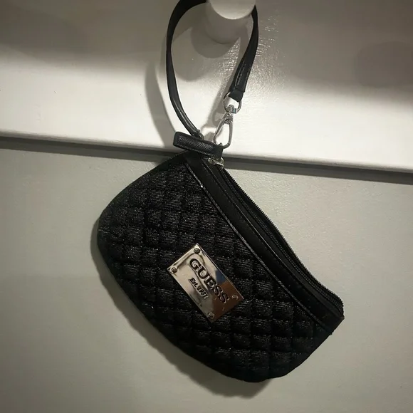 Guess Black Quilted Clutch with Silver Hardware - Picture 4 of 4
